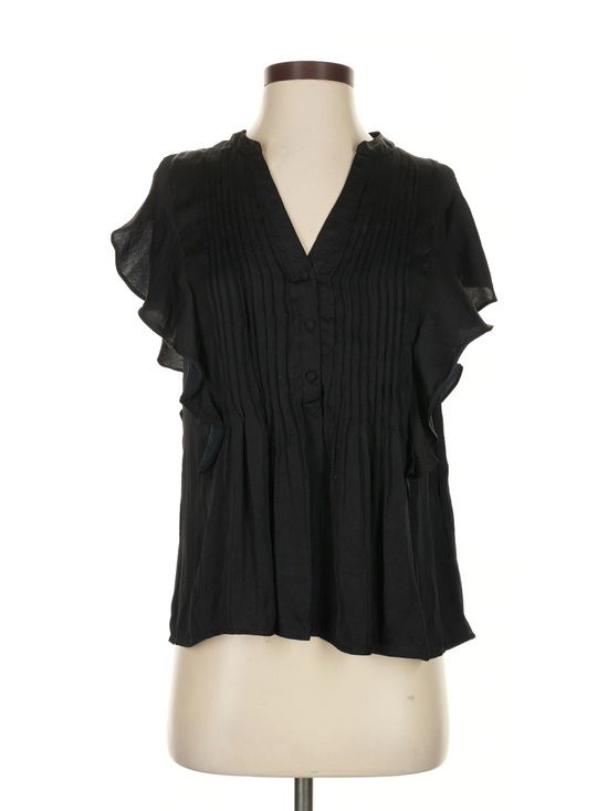 Anthropologie Tops - Anthropologie Black Ruffle Pintuck Blouse